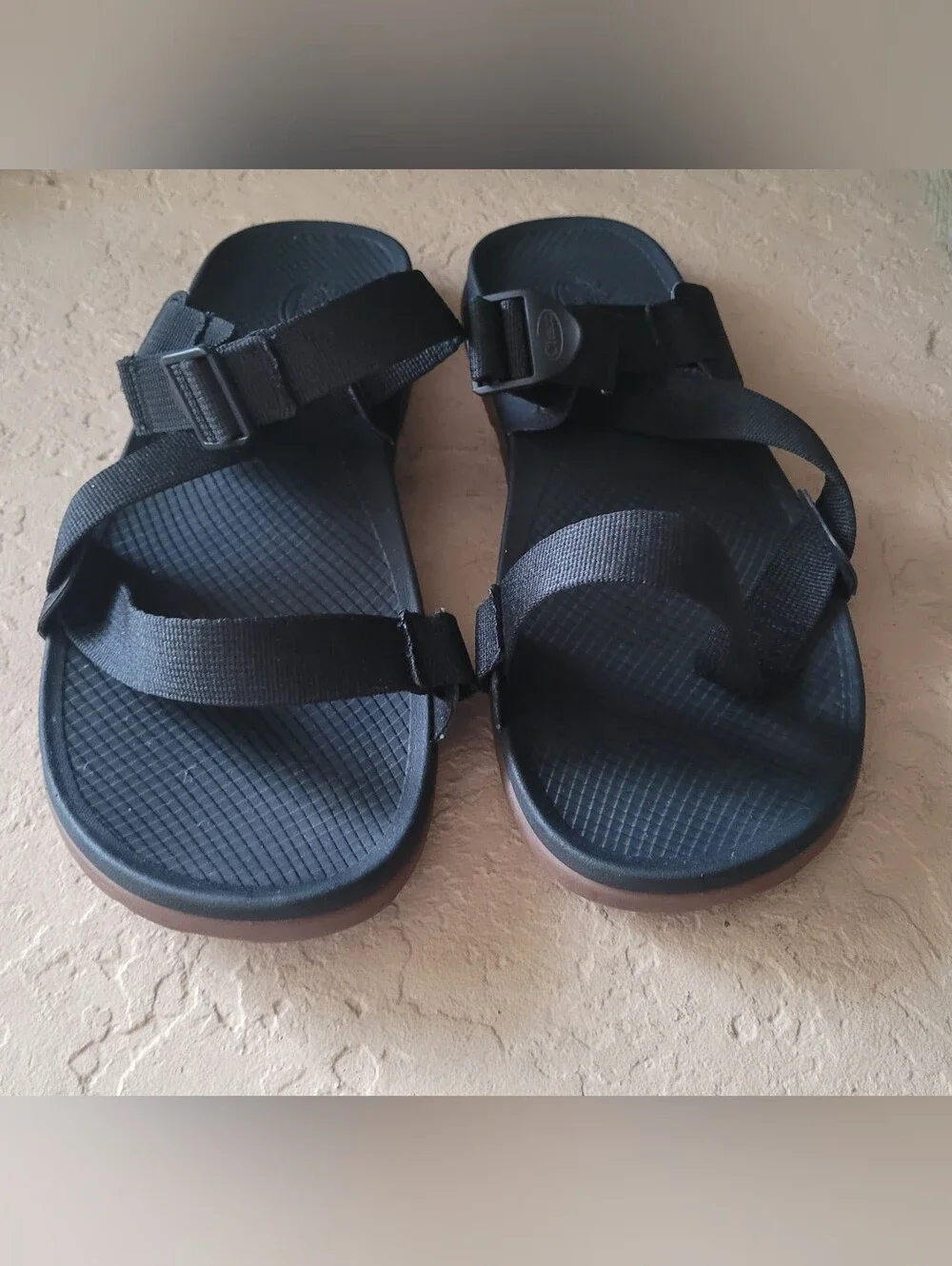 Size 15 Chaco Lowdown Slip On Black Adjustable Strap Men Sandals